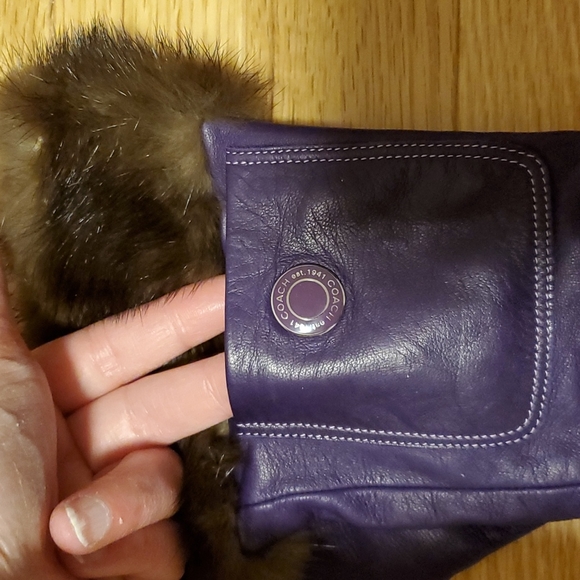 Coach Leather and Mink Gloves - Picture 3 of 9